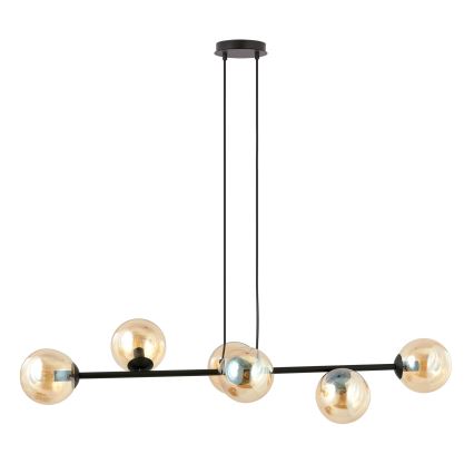 Luster na lanku ROSSI 6xE14/10W/230V čierna/béžová