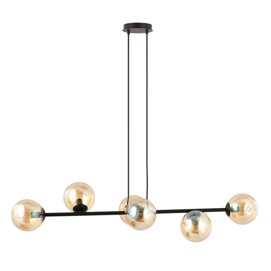 Luster na lanku ROSSI 6xE14/10W/230V čierna/béžová