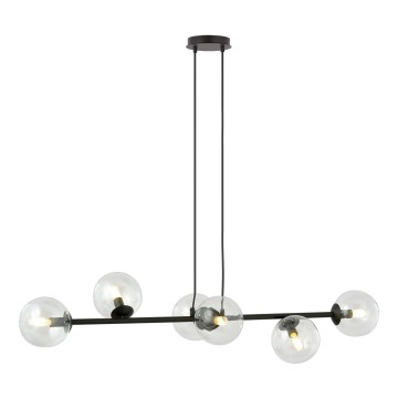Luster na lanku ROSSI 6xE14/10W/230V čierna/číra
