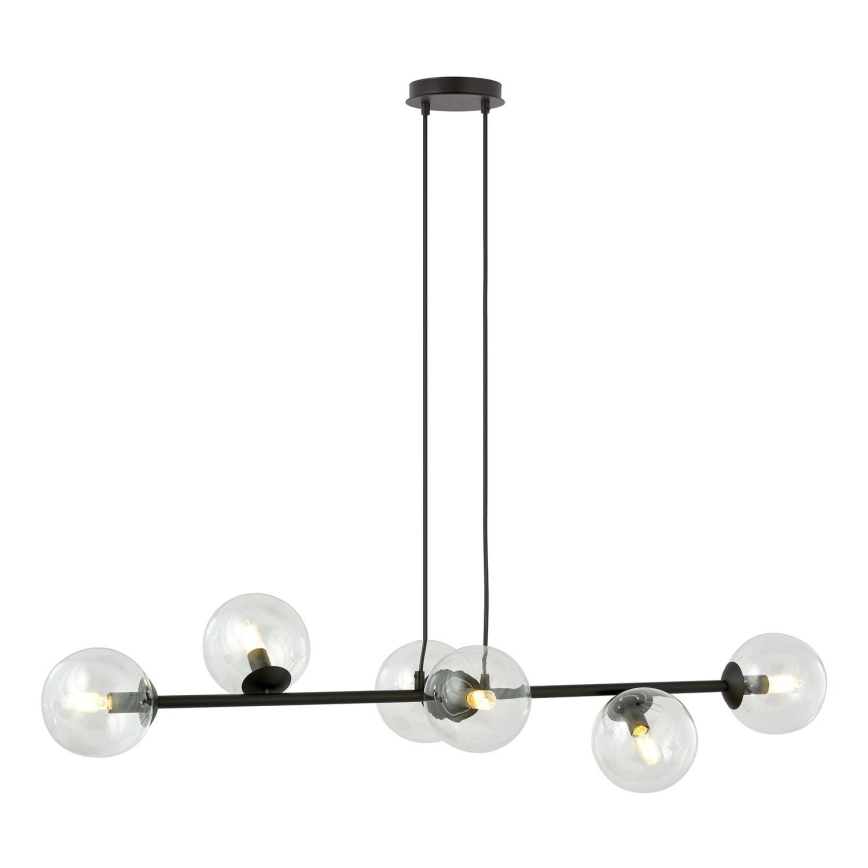 Luster na lanku ROSSI 6xE14/10W/230V čierna/číra