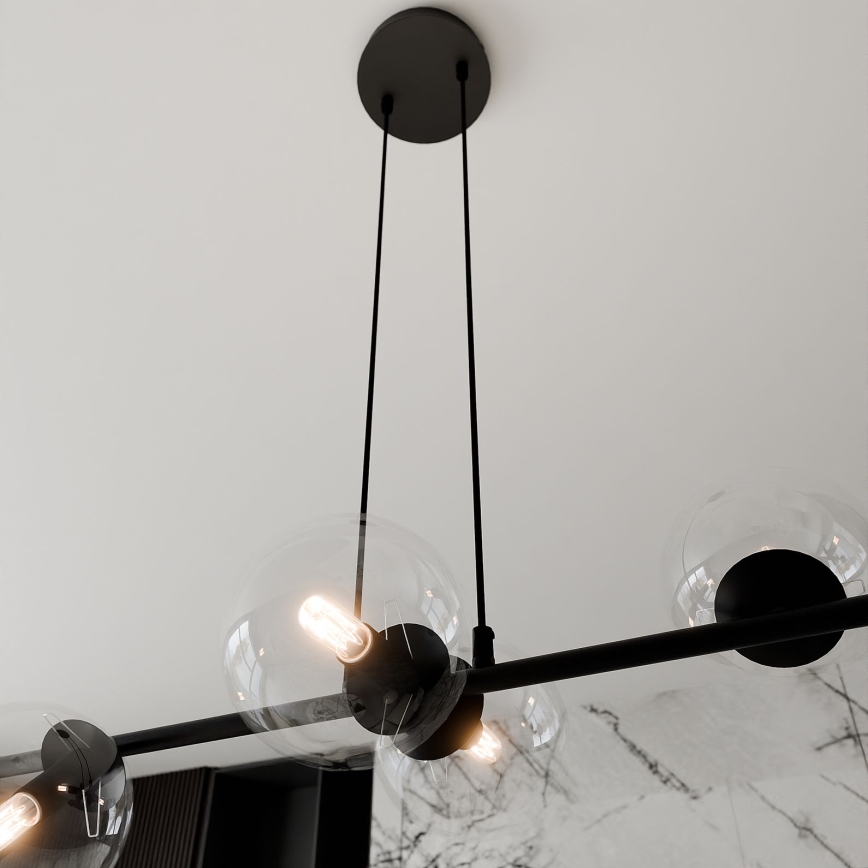 Luster na lanku ROSSI 6xE14/10W/230V čierna/číra