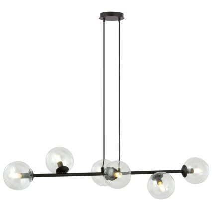 Luster na lanku ROSSI 6xE14/10W/230V čierna/číra