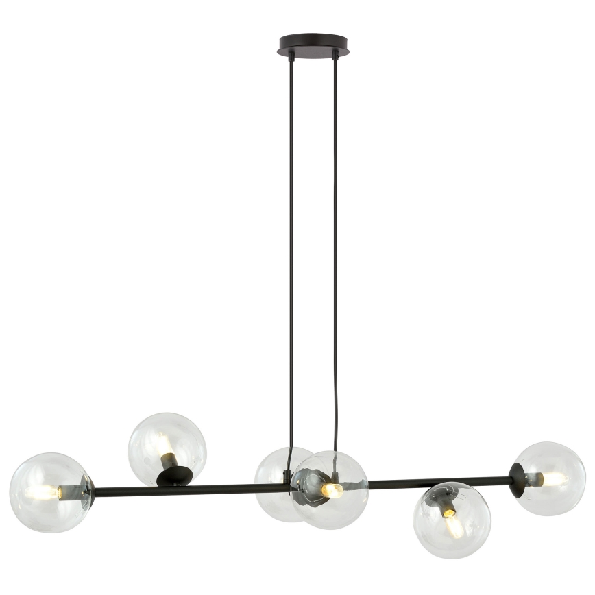Luster na lanku ROSSI 6xE14/10W/230V čierna/číra