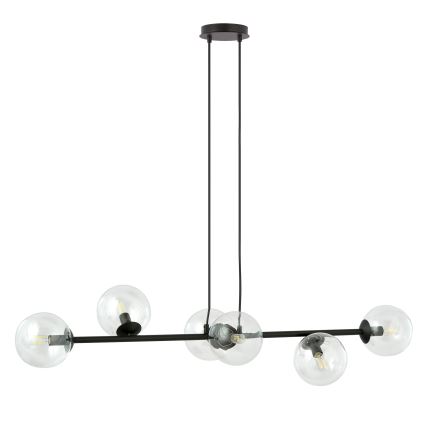 Luster na lanku ROSSI 6xE14/10W/230V čierna/číra