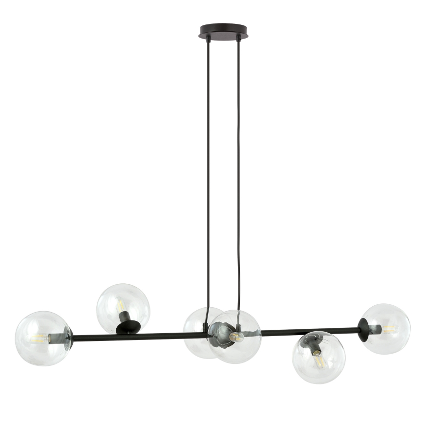 Luster na lanku ROSSI 6xE14/10W/230V čierna/číra