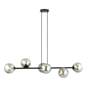 Luster na lanku ROSSI 6xE14/10W/230V čierna/šedá