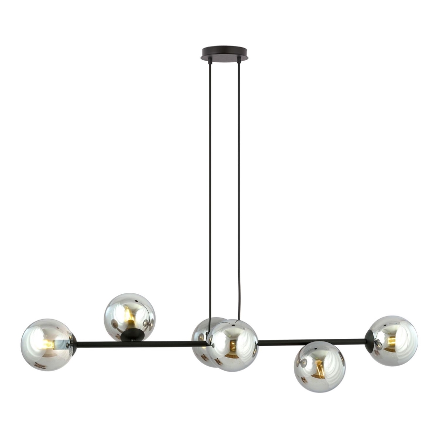 Luster na lanku ROSSI 6xE14/10W/230V čierna/šedá