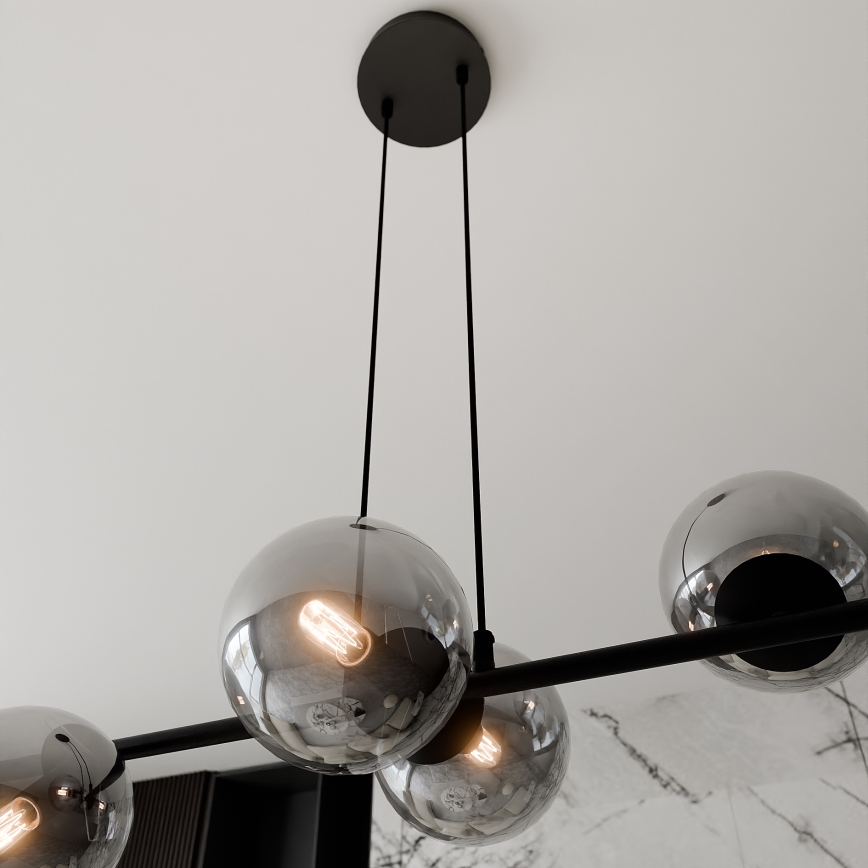 Luster na lanku ROSSI 6xE14/10W/230V čierna/šedá