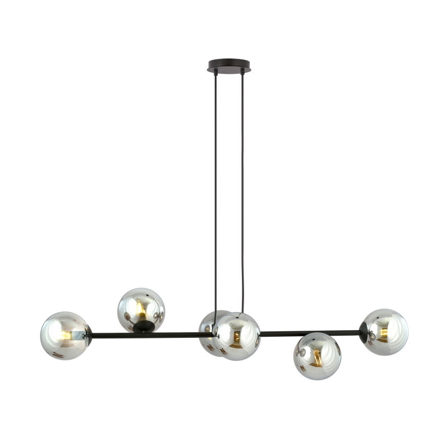 Luster na lanku ROSSI 6xE14/10W/230V čierna/šedá