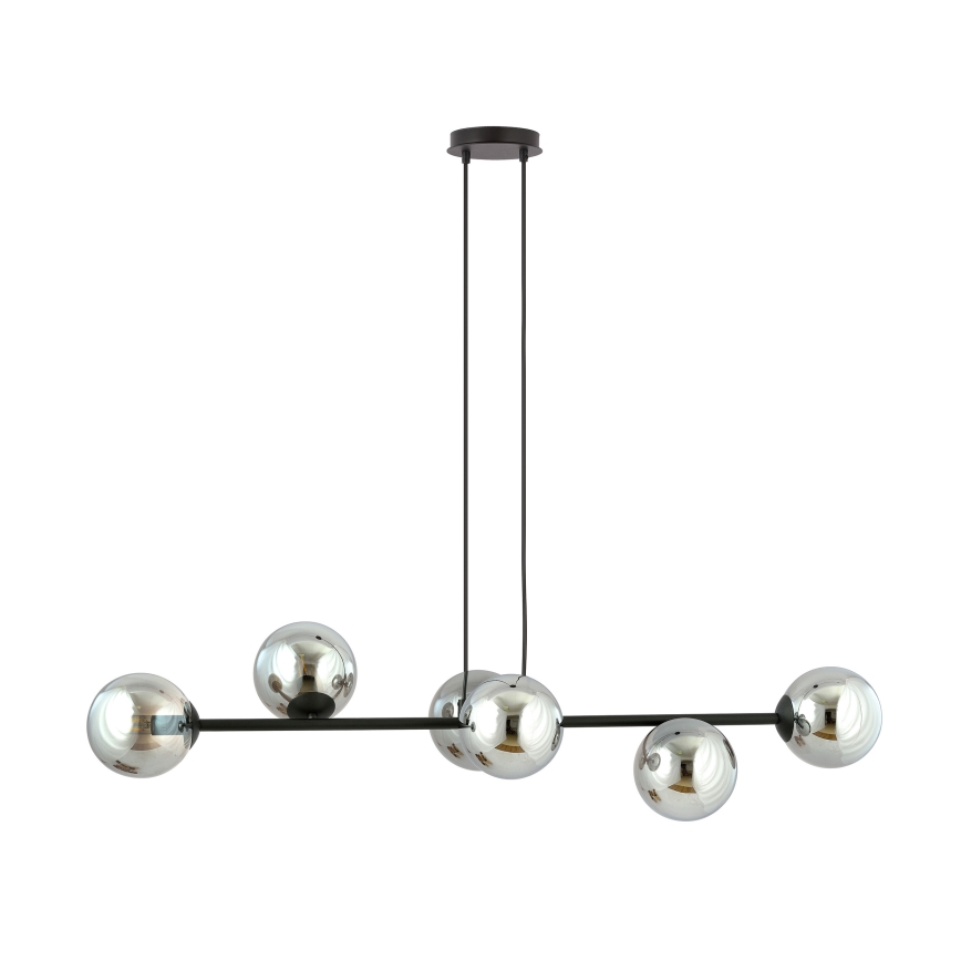 Luster na lanku ROSSI 6xE14/10W/230V čierna/šedá