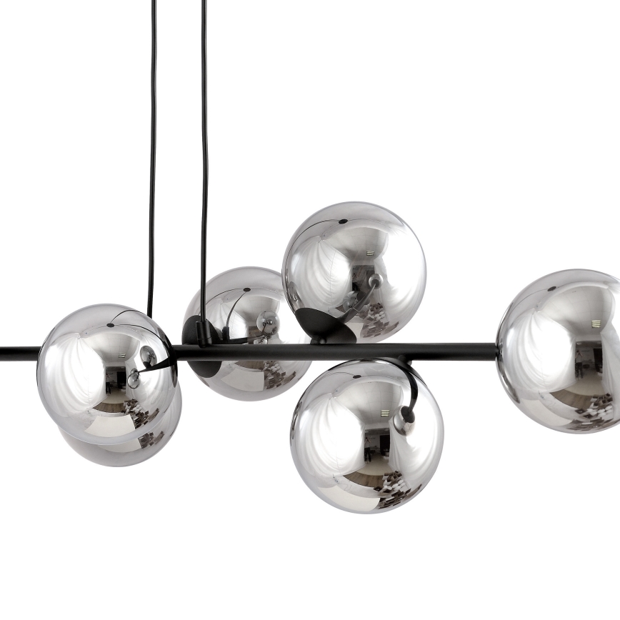 Luster na lanku ROSSI 6xE14/10W/230V čierna/šedá