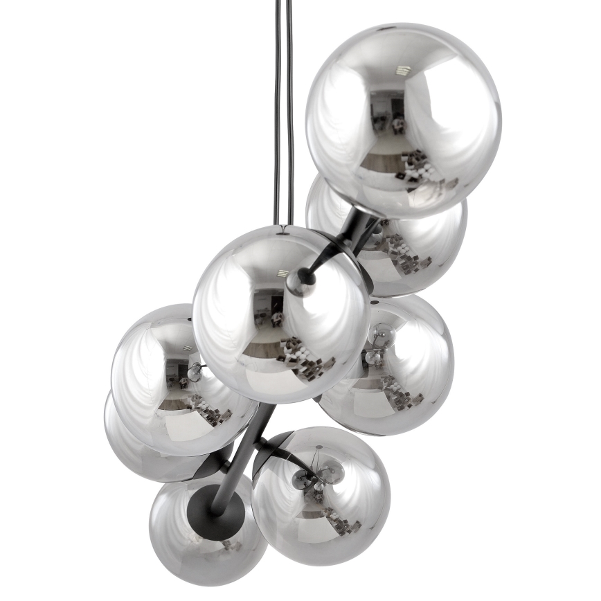 Luster na lanku ROSSI 6xE14/10W/230V čierna/šedá