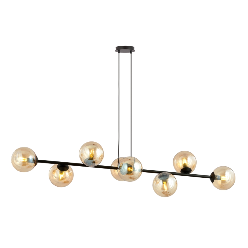 Luster na lanku ROSSI 8xE14/10W/230V čierna/béžová