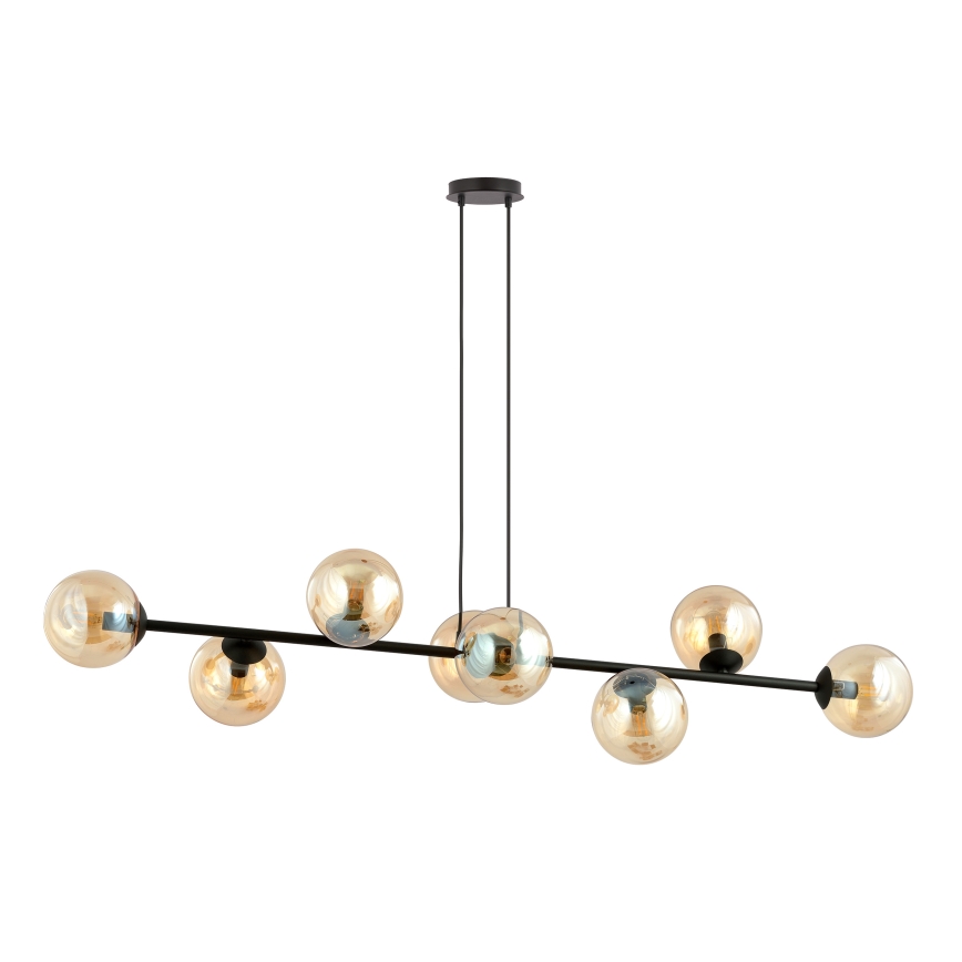 Luster na lanku ROSSI 8xE14/10W/230V čierna/béžová