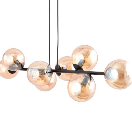 Luster na lanku ROSSI 8xE14/10W/230V čierna/béžová