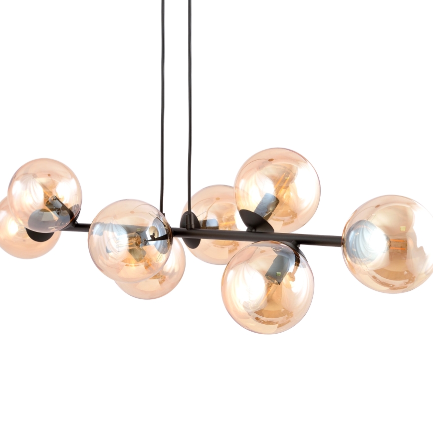 Luster na lanku ROSSI 8xE14/10W/230V čierna/béžová