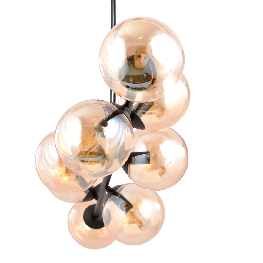 Luster na lanku ROSSI 8xE14/10W/230V čierna/béžová