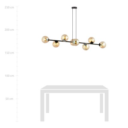 Luster na lanku ROSSI 8xE14/10W/230V čierna/béžová