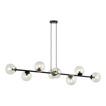 Luster na lanku ROSSI 8xE14/10W/230V čierna/číra