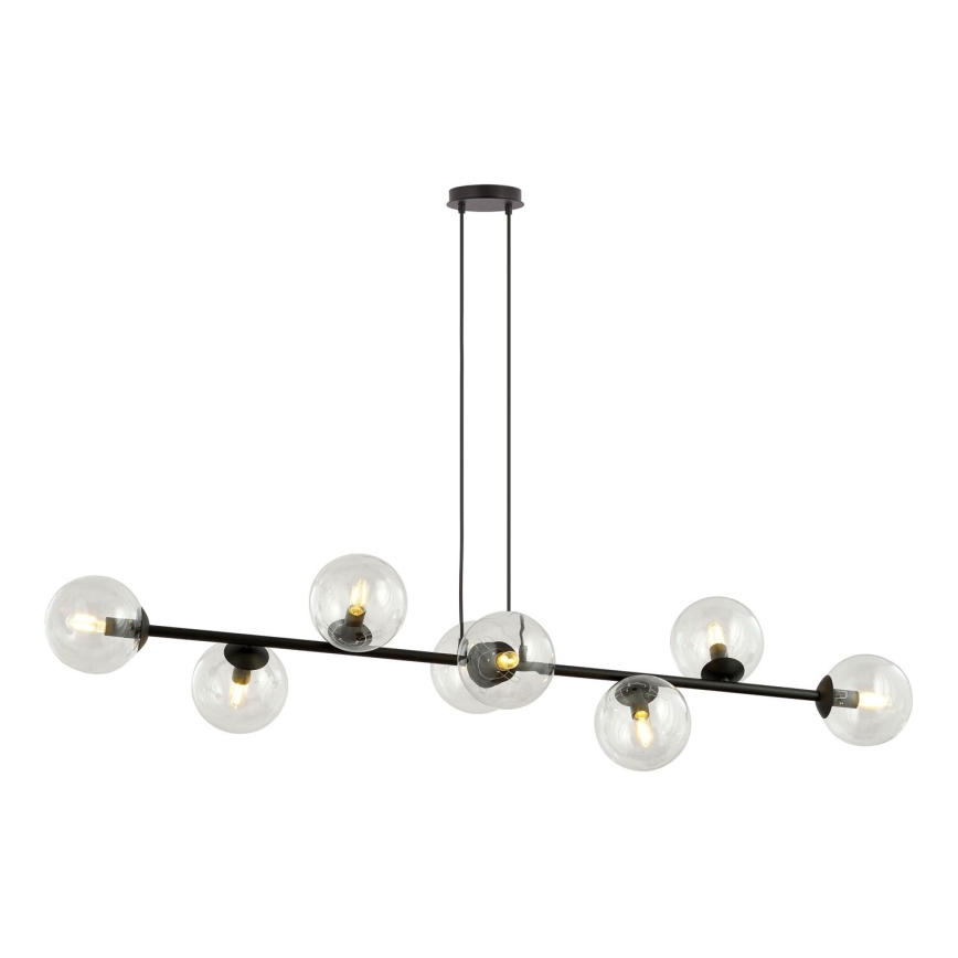 Luster na lanku ROSSI 8xE14/10W/230V čierna/číra
