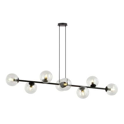 Luster na lanku ROSSI 8xE14/10W/230V čierna/číra