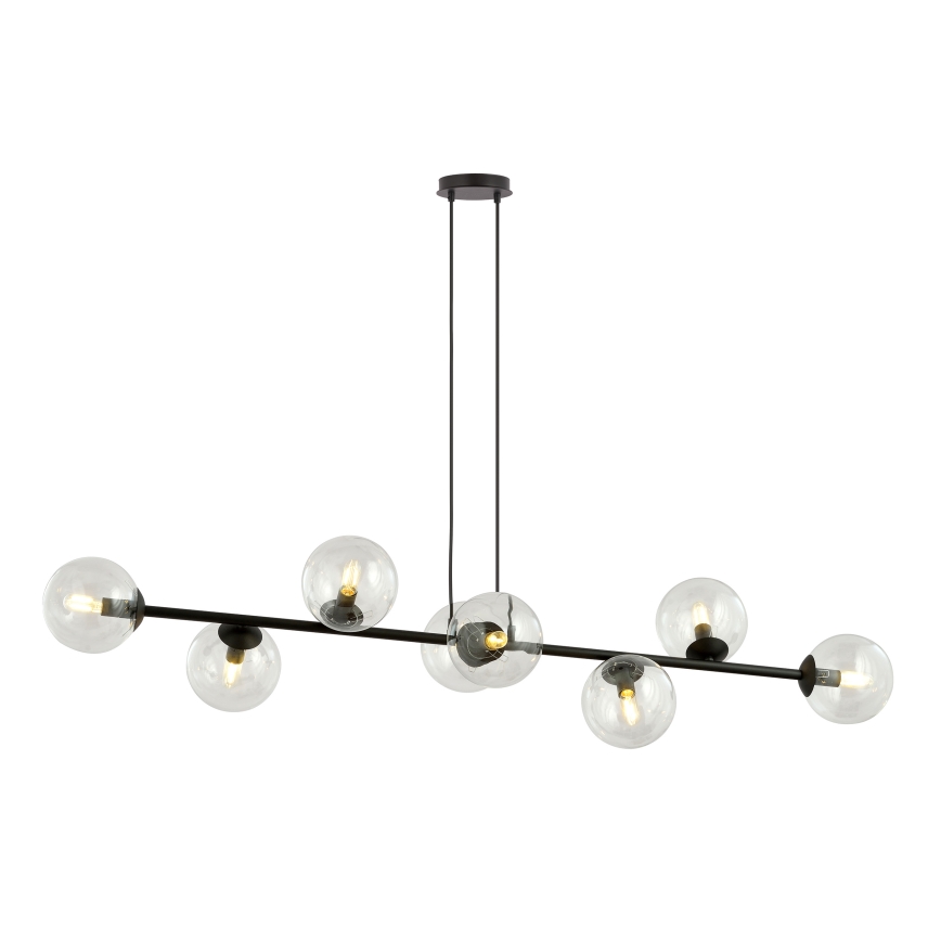 Luster na lanku ROSSI 8xE14/10W/230V čierna/číra