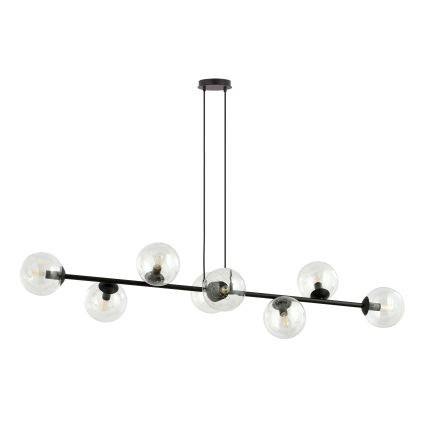 Luster na lanku ROSSI 8xE14/10W/230V čierna/číra