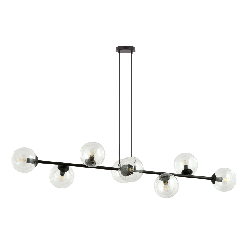Luster na lanku ROSSI 8xE14/10W/230V čierna/číra