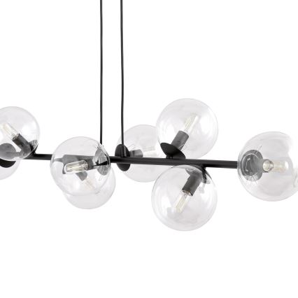 Luster na lanku ROSSI 8xE14/10W/230V čierna/číra