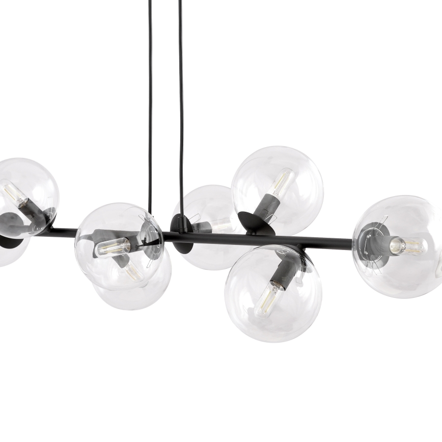 Luster na lanku ROSSI 8xE14/10W/230V čierna/číra