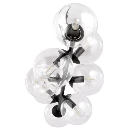 Luster na lanku ROSSI 8xE14/10W/230V čierna/číra