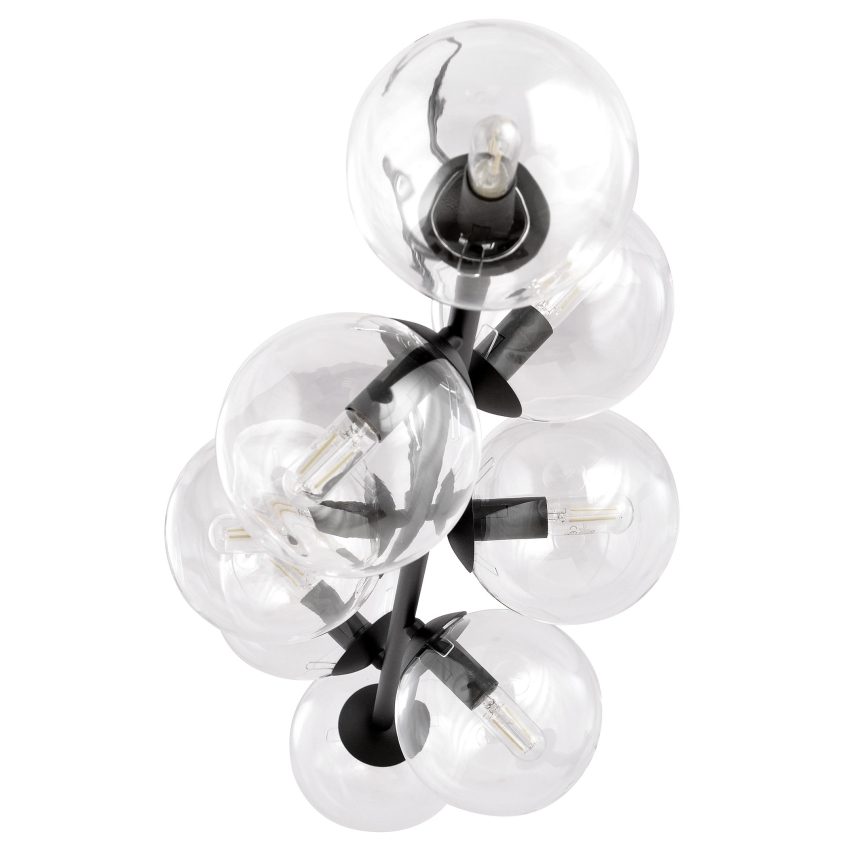 Luster na lanku ROSSI 8xE14/10W/230V čierna/číra