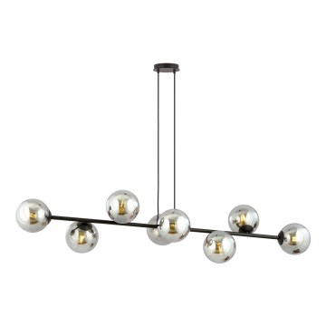 Luster na lanku ROSSI 8xE14/10W/230V čierna/šedá