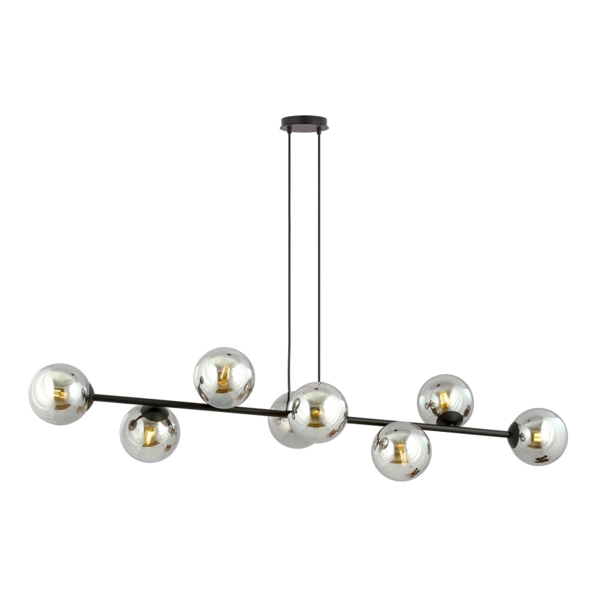 Luster na lanku ROSSI 8xE14/10W/230V čierna/šedá