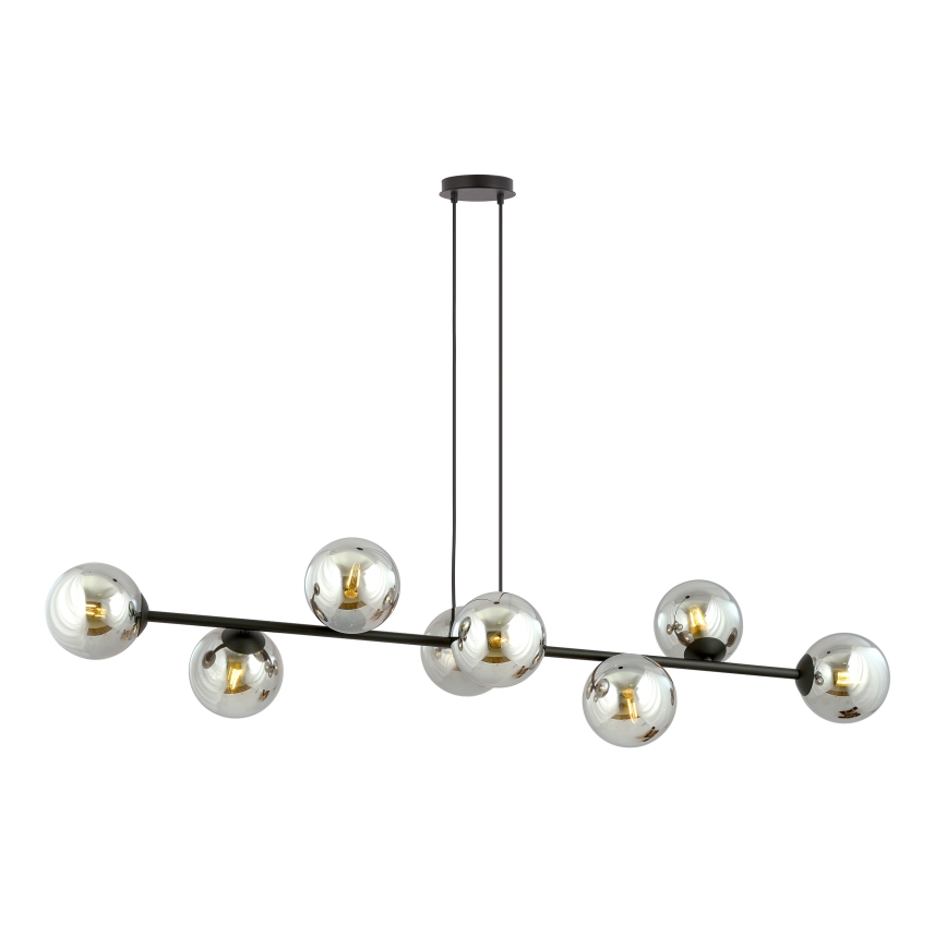 Luster na lanku ROSSI 8xE14/10W/230V čierna/šedá