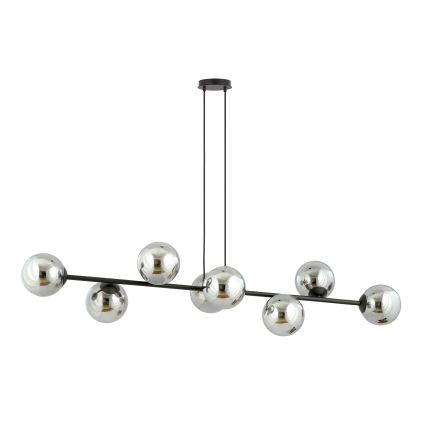 Luster na lanku ROSSI 8xE14/10W/230V čierna/šedá