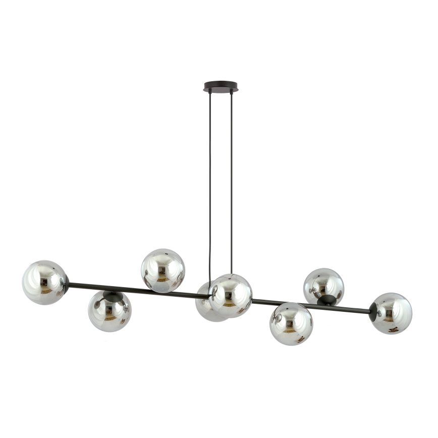 Luster na lanku ROSSI 8xE14/10W/230V čierna/šedá