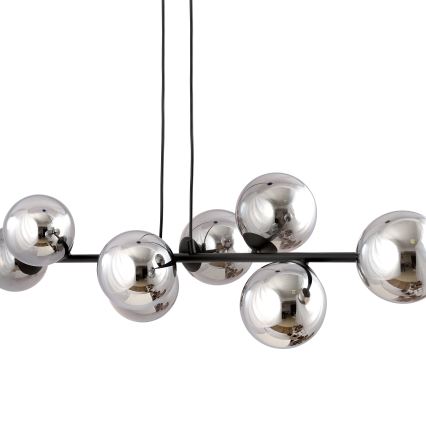 Luster na lanku ROSSI 8xE14/10W/230V čierna/šedá
