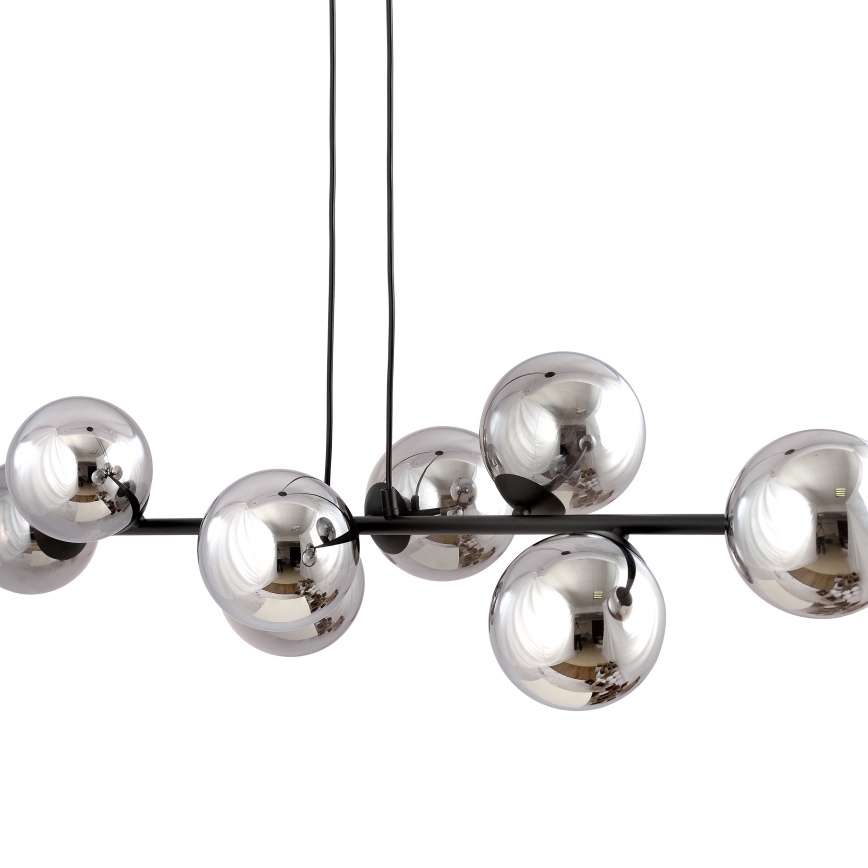 Luster na lanku ROSSI 8xE14/10W/230V čierna/šedá