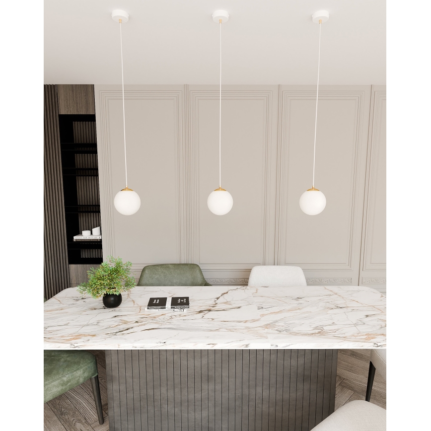 Luster na lanku ROYAL 1xE14/10W/230V pr. 14 cm biela