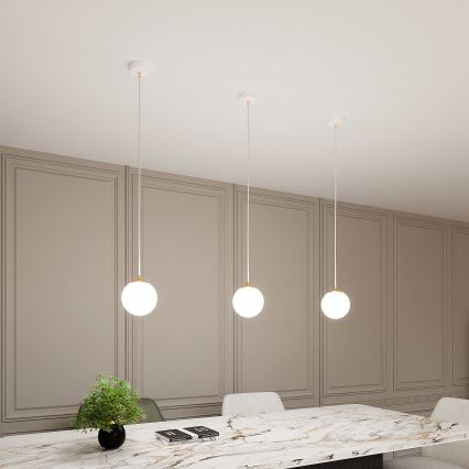 Luster na lanku ROYAL 1xE14/10W/230V pr. 14 cm biela