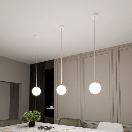 Luster na lanku ROYAL 1xE14/10W/230V pr. 14 cm biela