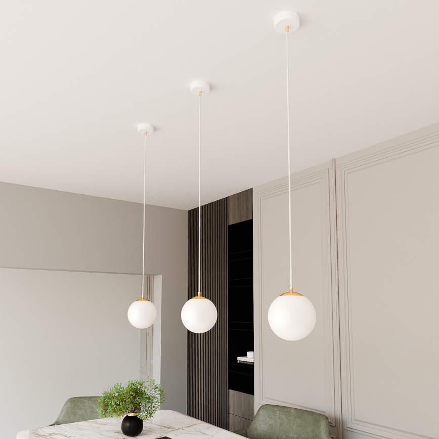 Luster na lanku ROYAL 1xE14/10W/230V pr. 14 cm biela