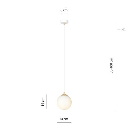 Luster na lanku ROYAL 1xE14/10W/230V pr. 14 cm biela