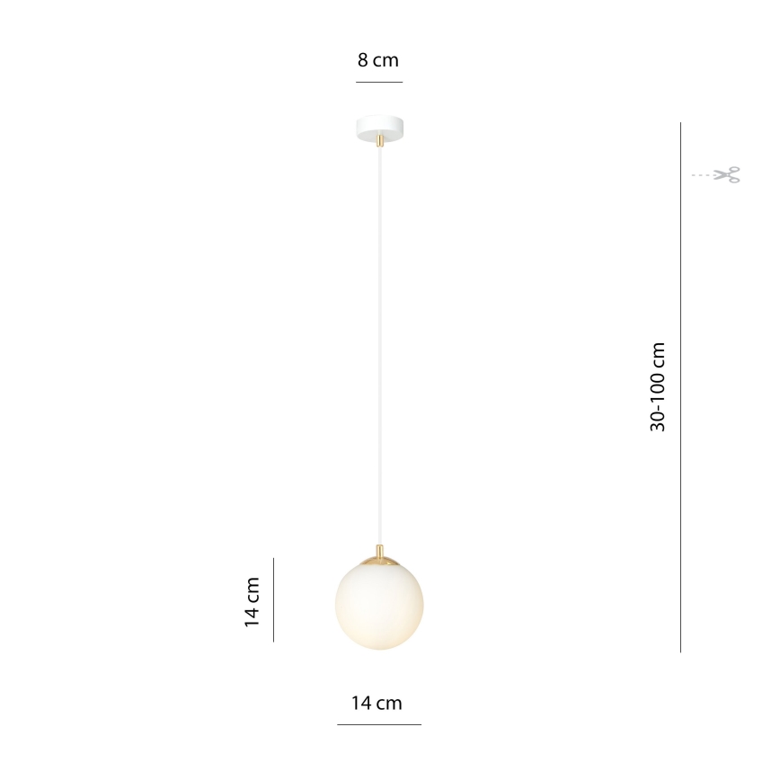 Luster na lanku ROYAL 1xE14/10W/230V pr. 14 cm biela
