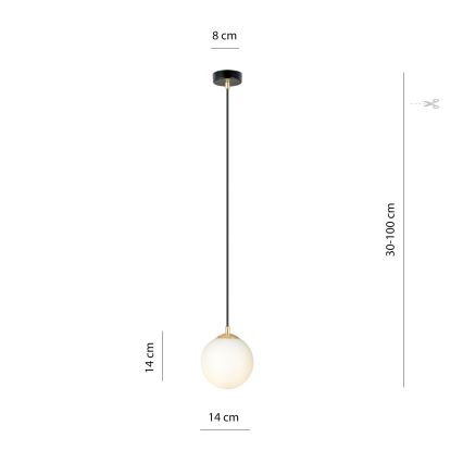 Luster na lanku ROYAL 1xE14/10W/230V pr. 14 cm čierna