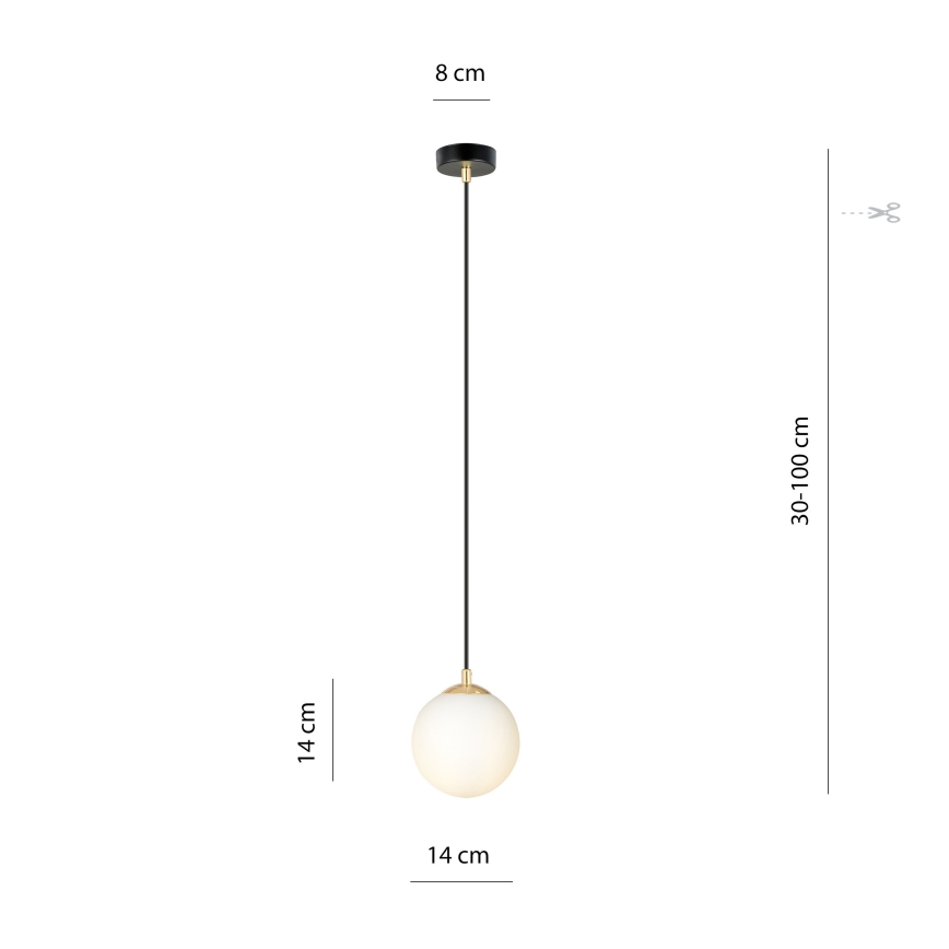 Luster na lanku ROYAL 1xE14/10W/230V pr. 14 cm čierna
