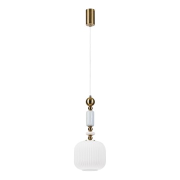 Luster na lanku ROYAL 1xE27/15W/230V zlatá/biela
