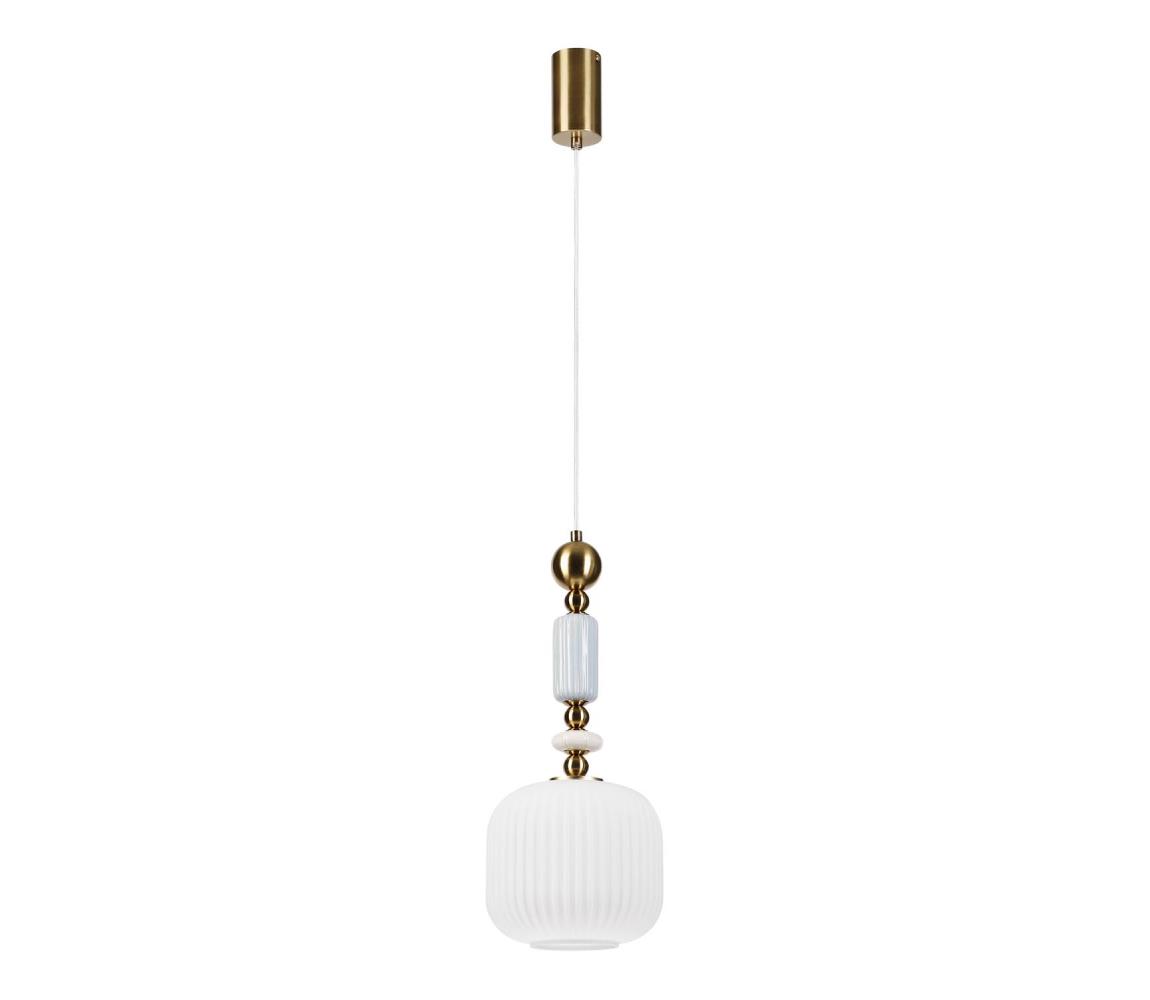 Luster na lanku ROYAL 1xE27/15W/230V zlatá/biela LM-1.309