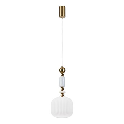 Luster na lanku ROYAL 1xE27/15W/230V zlatá/biela